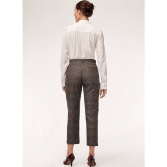 Aritzia Wilfred Gimont Pant Plaid Wool Crop Trousers Straight Leg Brown Size 2 - Picture 16 of 16